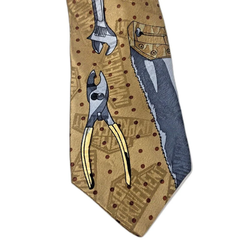 VTG 90s Home Improvement Men's Neck Tie Tim Allen Tool Time Garage Workshop USA